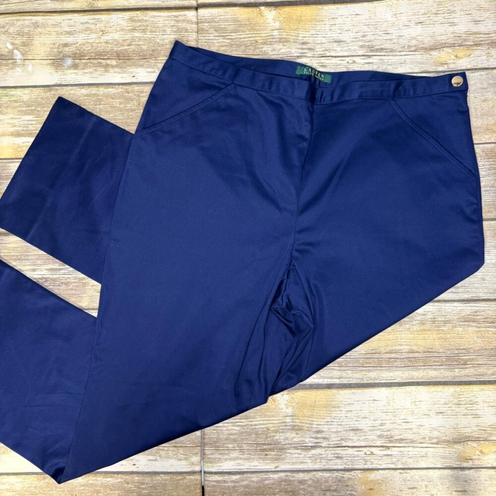 Lauren Ralph Lauren Navy Blue Academia Preppy Straight Leg Dress Pants Womens 12